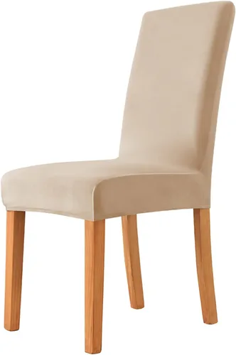 Miniatura 2 de Velvet Chair Covers Beige Gray, Stretch Dining Room Chair Covers 2 Pack, Super Fit Dining Chairs Slipcovers Spandex Washable Kitchen Parson Chair