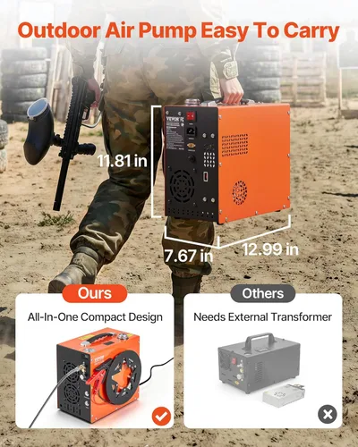 Miniatura 4 de VEVOR Compresor de aire PCP, compresor de pistola de aire PCP portátil de 4500 PSI/30 Mpa, sistema de refrigeración de agua y ventilador integrado