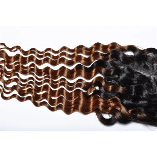 Miniatura 8 de Cabello humano virgen brasileño degradado 30 con cierre de encaje 4x4, 100% cabello virgen humano sin procesar, línea capilar prearrancada, cierre