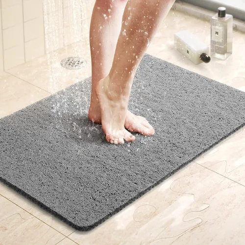 Miniatura 21 de LuxStep - Tapete de ducha, de 24 x 36 pulgadas, tapete de baño antideslizante con drenaje, tapete de baño de cloruro de polivinilo, de secado Gris