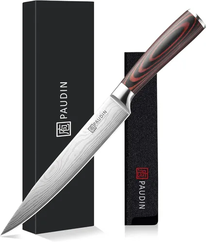Miniatura 11 de PAUDIN Cuchillo de chef, cuchillo de carne de 10 pulgadas, cuchillos de corte de pechuga ultra afilados, cuchillo de cocina de acero inoxidable