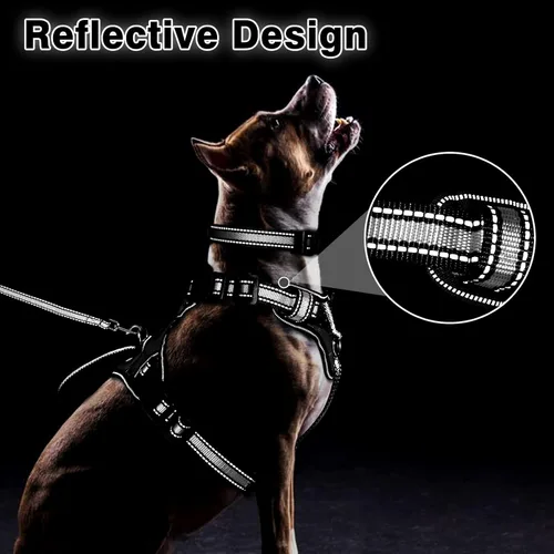 Miniatura 5 de WINSEE Juego de arnés para mascotas, collar y correa, arnés reflectante todo en uno para perro, sin tirones, con hebillas ajustables para cachorros