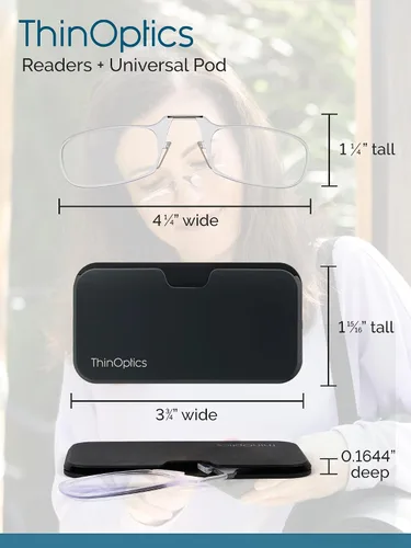 Miniatura 5 de ThinOptics Universal Pod - Lentes de lectura rectangulares con funda para teléfono