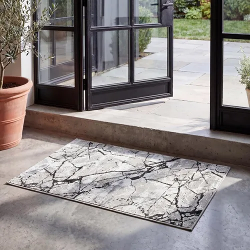 Miniatura 39 de SAFAVIEH Amelia Collection - Alfombra decorativa de 2 x 4 pies, gris y negro, diseño abstracto moderno, no desprende pelusa y de fácil cuidado