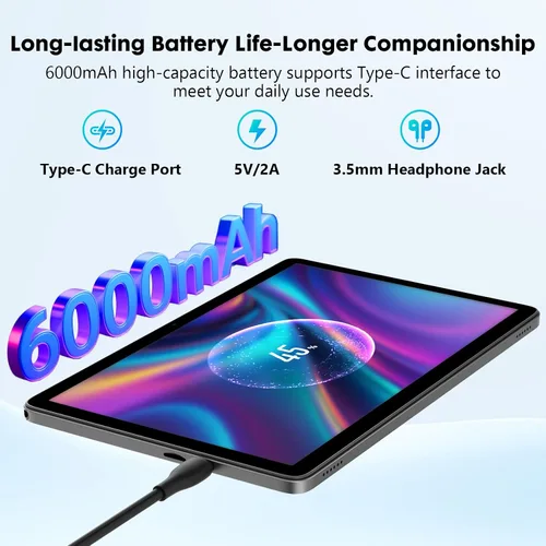 Miniatura 6 de Tablet de 10 pulgadas, Android 15 con 24 GB de RAM + 128 GB de ROM (1 TB expandible), Octa-Core, pantalla táctil IPS HD de 1280 x 800, cámara dual