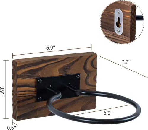 Miniatura 5 de MyGift Juego de 2 soportes de bolas deportivas de madera y metal para montar en la pared