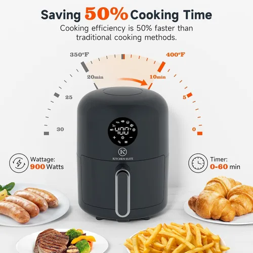 Miniatura 4 de Kitchen Elite® Freidora de aire compacta, freidora de aire digital pequeña 7 en 1, más del 90% menos aceite, cesta antiadherente y apta