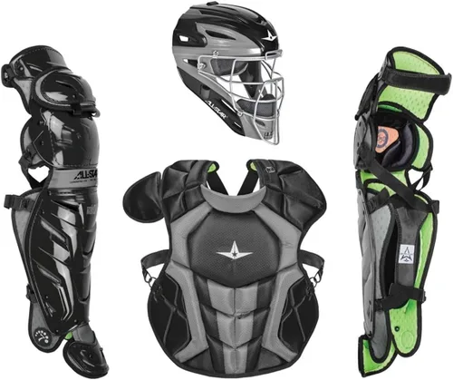 All-Star Eje S7 de 9 a 16 años – Kit de equipo de captura de béisbol (incluye casco, protector de pecho, protectores de piernas), cumple con NOCSAE