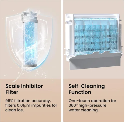 Miniatura 6 de Máquina para hacer hielo debajo del mostrador de 15 pulgadas, 130 libras/día con contenedor de almacenamiento de 30 libras, máquina de hielo