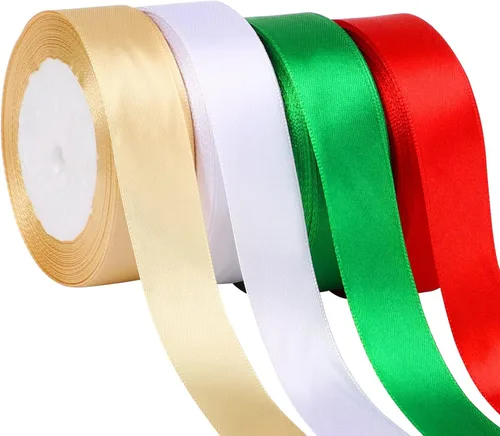 Miniatura 32 de DECYOOL - Cinta de Navidad, 4 rollos de 100 yardas de cintas navideñas para envolver regalos (0.6 in de ancho, rojo, verde, dorado y plateado)