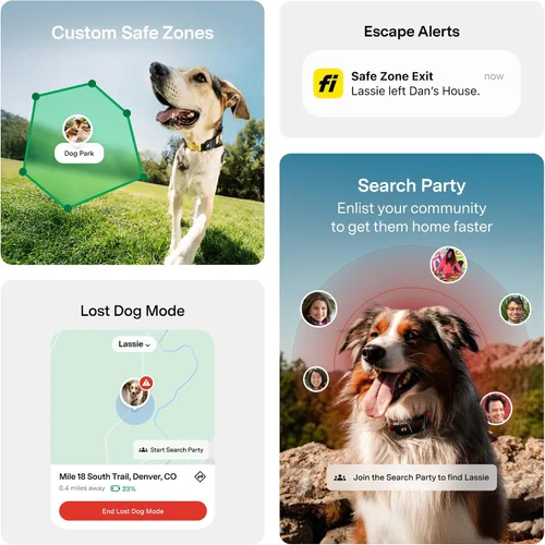 Miniatura 4 de Nuevo Collar Rastreador Inteligente para Perros de la Serie Fi 3+ [Miembrosía de 12 Meses Incluida] Rastreador GPS para Perros con Monitoreo