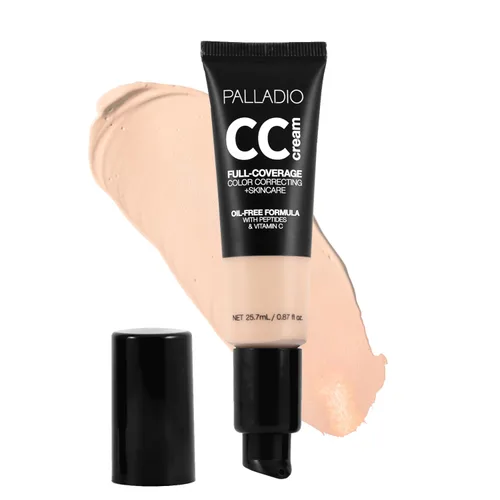 Miniatura 17 de Palladio Crema CC de Corrección de Color de Cobertura Completa, Sin Aceite con Péptidos y Vitamina C, Base de Cobertura Ajustable