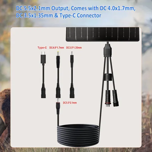Miniatura 2 de Zivif Panel solar de 10 W para cámara de seguridad de 5 V/12 V y cámaras de sendero, cargador solar con CC 5.5 × 0.083 in, 4.0 × 0.067 in y 3.5 ×