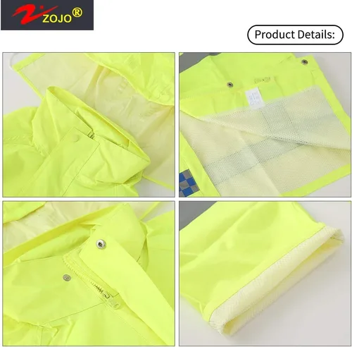 Miniatura 2 de zojo Traje de lluvia de seguridad de alta visibilidad, chaqueta, pantalones, abrigos reflectantes de alta visibilidad (amarillo-2XL)
