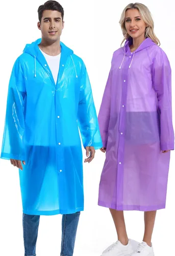 Miniatura 85 de 2 abrigos de lluvia de Borogo para adultos, chaquetas de lluvia reutilizables para hombres y mujeres