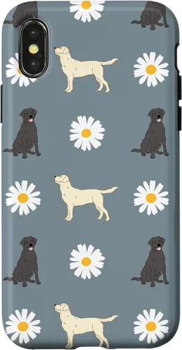 Miniatura 5 de Labrador Retriever y Daisy Flower Pattern - Carcasa para iPhone 17, color azul polvoriento