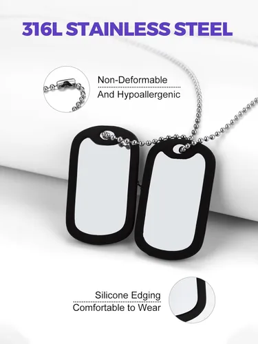Miniatura 4 de Richsteel - Placa de identificación estilo Hip Hop militar para collar, fibra de carbón, colgante de bibliabala, para mujeres y hombres joya
