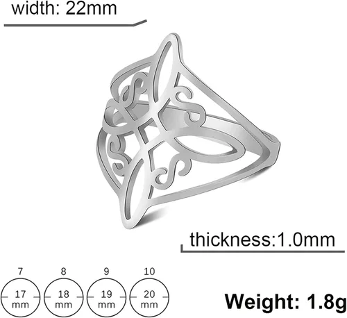 Miniatura 6 de UNIFT Anillo de nudo de bruja para mujer, acero inoxidable, celta, cuaternario, Wicca, estilo geométrico, anillo de nudo de brujería, amuleto