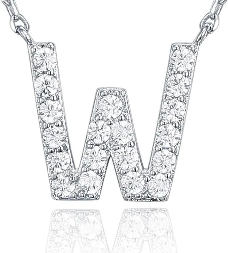 Miniatura 25 de PAVOI 14K White Gold Plated Cubic Zirconia Initial Necklace Letter Dainty Necklaces for Women