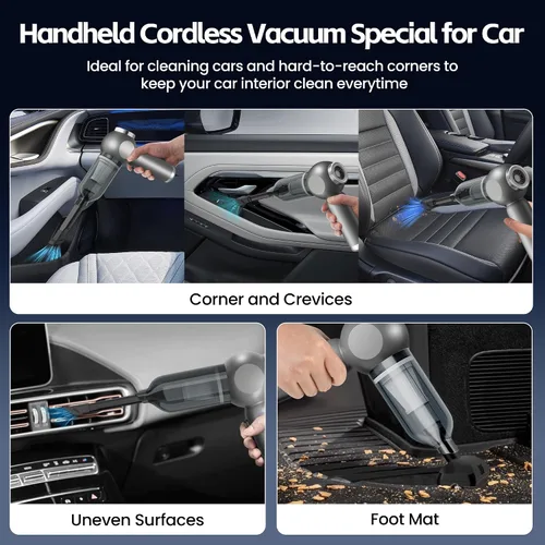 Miniatura 5 de Aspiradora de Coche Portátil de Alta Potencia 17500Pa, Aspiradora Mini Ligera, Aspiradora de Mano con Pantalla LED de 3 Velocidades, Múltiples