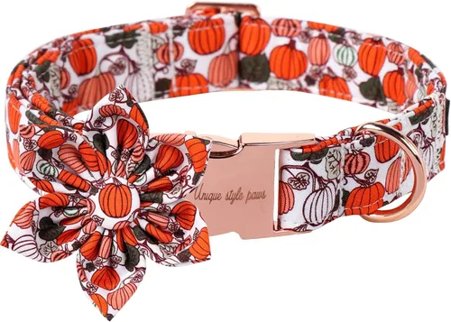 Miniatura 10 de Unique style paws Collar de perro con flor, collar de perro ajustable, patrón de flores, collar duradero para mascotas para perros pequeños, Flor