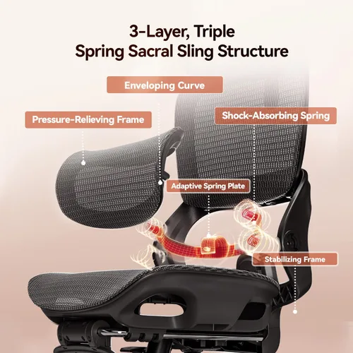 Miniatura 6 de SIHOO B100 Office Chair, Ergonomic Office Chair Without Footrest, Computer Chair with Wide Headrest & Adaptive Lumbar Support, Flip-up Armrests