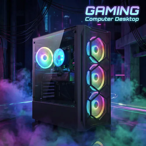 Miniatura 4 de STGAubron Computadora de escritorio para videojuegos, Intel Core i7 hasta 3.9 GHz, Radeon RX 580 8G, 16G RAM, 512G SSD, WiFi 6, BT 5.0, ventilador