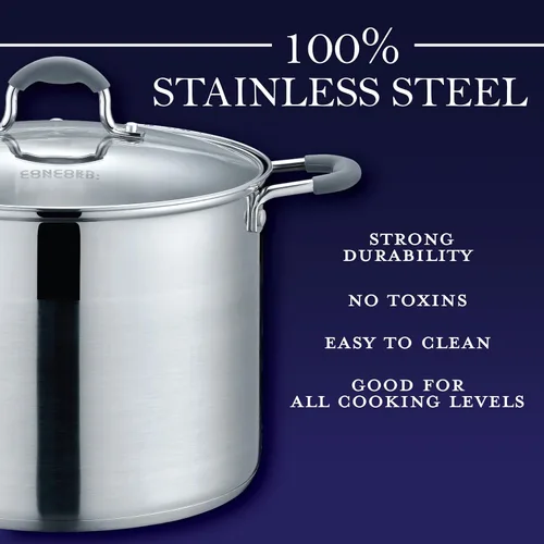 Miniatura 3 de CONCORD Olla de acero inoxidable con tapa de vidrio (compatible con inducción) ((2.5 QT)