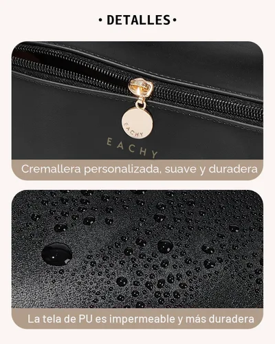 Miniatura 5 de EACHY Bolsa de Maquillaje de Viaje, Bolsas de Cosméticos de Gran Capacidad para Mujeres, Bolsa Portátil Impermeable que se Abre Plana, Bolsa de Aseo
