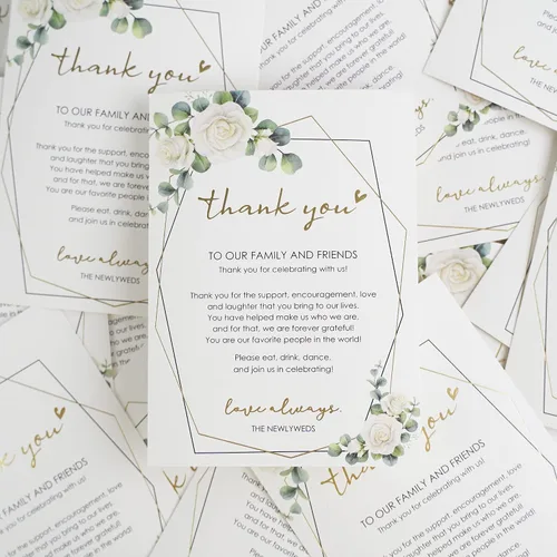 Miniatura 6 de HUIHUANG Tarjetas de agradecimiento de boda, 50 tarjetas de lugar para colocar en la mesa, recepciones, cenas, eventos y celebraciones