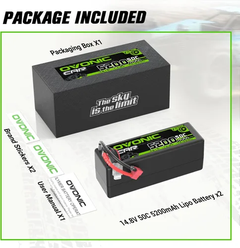 Miniatura 6 de OVONIC 4S Lipo Batería 14.8V 5200mAh 50C Hardcase Lipo Batería con T Plug