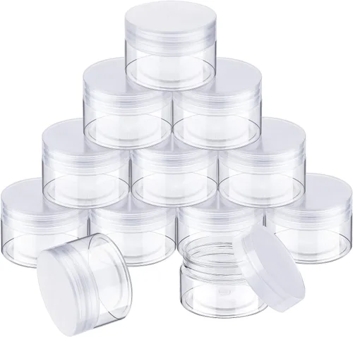 Miniatura 11 de SATINIOR Paquete de 12 frascos de plástico con tapas, frascos redondos para cosméticos de viaje, para artículos de tocador, loción, crema