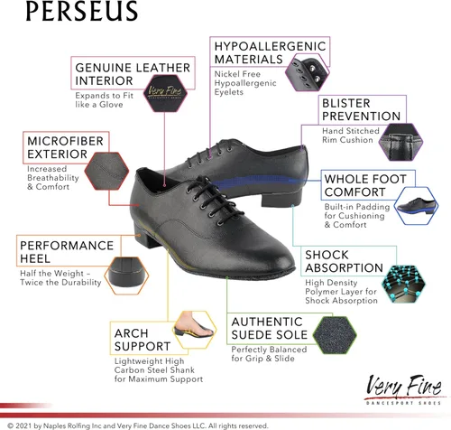 Miniatura 7 de Very Fine Men's Dance Shoe Ballroom Collection Perseus Lyon Bachata Social Salsa Tango