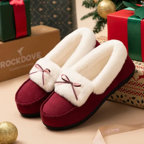 Miniatura 6 de RockDove Pantuflas tipo mocasín de microgamuza con forro de piel sintética para mujer
