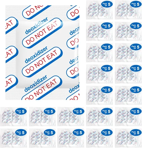 Absorbentes de oxígeno de 400 cc para almacenamiento de alimentos - 100 unidades (paquetes de 20x de 5) - para almacenamiento de alimentos a largo