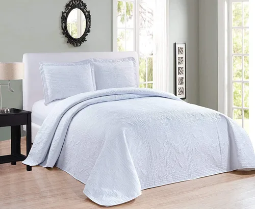 Miniatura 2 de Elegant Home - Colcha de 3 piezas con estampado floral a rayas de color sólido