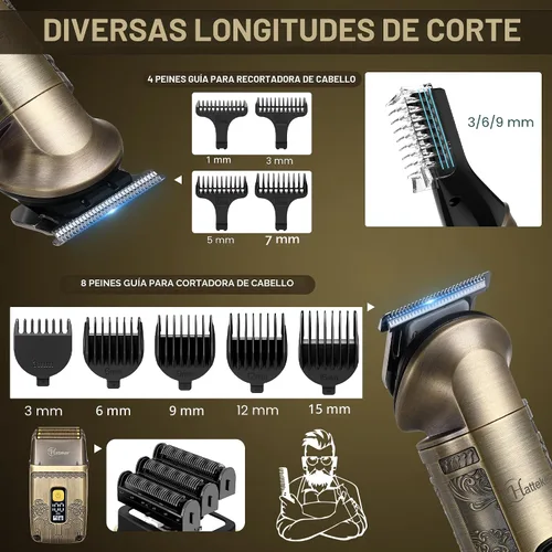 Miniatura 5 de Hatteker Cortapelos Profesional Maquinilla de Afeitar Eléctrica Afeitadoras de Lámina para Hombres Cuerpo Nariz Oreja Kit de Aseo de Cabello