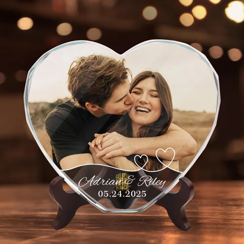 Miniatura 10 de Foto de cristal personalizada, cristal de corazón personalizado con imagen, regalos para pareja/pareja, regalos para el nuevo hogar/inauguración