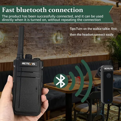 Miniatura 3 de Retevis Walkie Talkies RB37 Bluetooth, radio bidireccional Bluetooth, nueva versión, batería de larga duración de 2000 mAh y 120 h, auricular