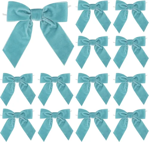 Miniatura 10 de AIMUDI Lazos de Terciopelo Burdeos de 4.5" Lazos de Navidad para Árbol Lazos Prefabricados para Coronas Lazos con Alambre Retorcido para Envolver