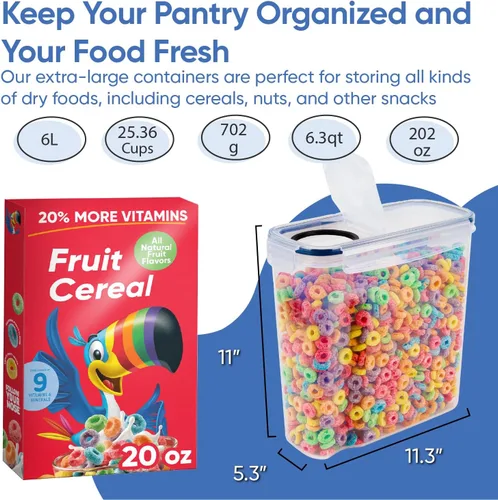 Miniatura 4 de Chef's Path Contenedores herméticos para almacenamiento de alimentos, juego de 2 (6 litros) para cocina y despensa, sin BPA para arroz, cereales