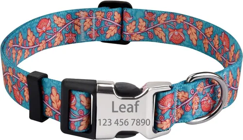 Miniatura 20 de Collares de perro personalizados – Collar floral personalizado con nombre y número de teléfono – Tamaños ajustables para perros pequeños, medianos