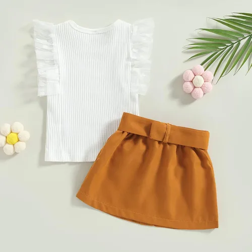 Miniatura 18 de TheFound Trajes de verano para niñas pequeñas, sin mangas, de punto acanalado, halter, pantalones cortos, ropa para recién nacidos, conjunto de 3