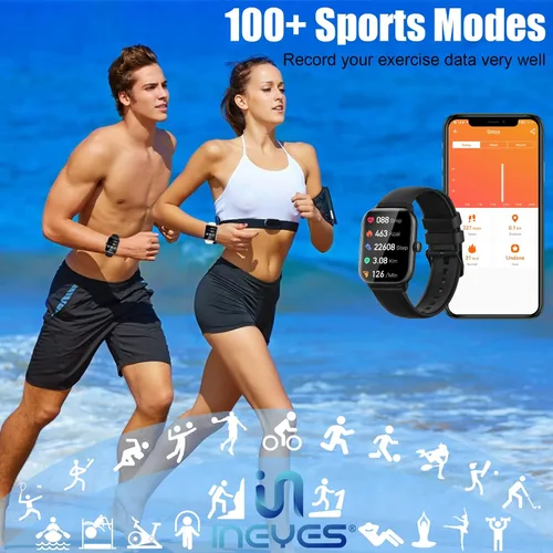 Miniatura 5 de Reloj inteligente para hombres y mujeres (respuesta/hacer llamadas), reloj de fitness con pantalla táctil completa de 1.9 pulgadas con más de 100