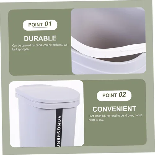 Miniatura 3 de Zerodeko Bote de basura de pedal de pie 10l Cesta de basura tapa de paso en el hogar Contenedor de basura estilo nórdico