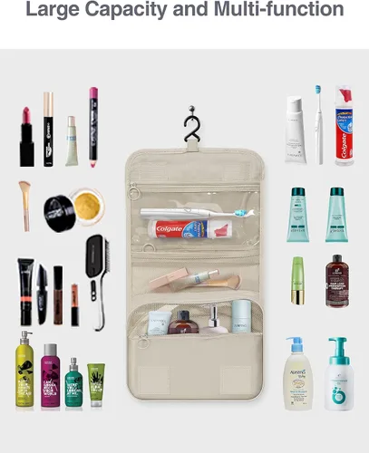 Miniatura 4 de Luxtude Neceser colgante para mujer con gancho para colgar, bolsa de artículos de tocador de viaje resistente al agua, bolsa organizadora de viaje