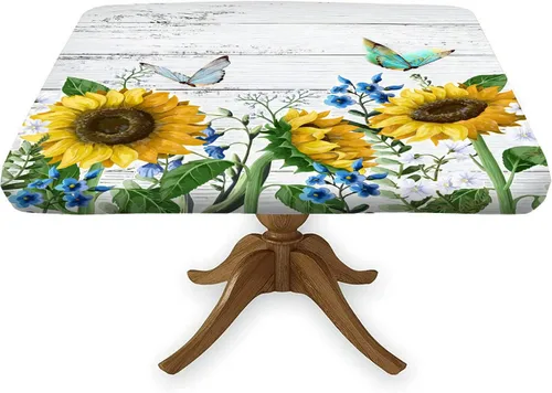 Miniatura 9 de Mantel cuadrado ajustable con bandera americana, 4 de julio, Día de la Independencia, manteles de madera con borde elástico, resistente a