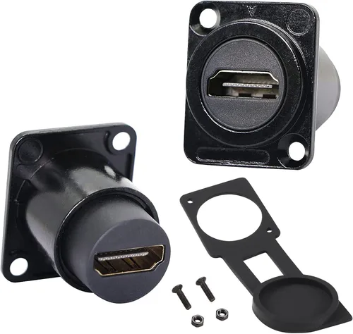 PENGLIN Paquete de 2 acopladores HDMI tipo D, conector de montaje en panel HDMI, adaptador de paso 4K hembra a hembra, extensión de mamparo HDMI 4K