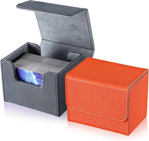 Miniatura 7 de Weewooday 2 cajas de cartas de cuero de gran tamaño para más de 100 cartas con funda para juego coleccionable, compatible con Mtg Tcg
