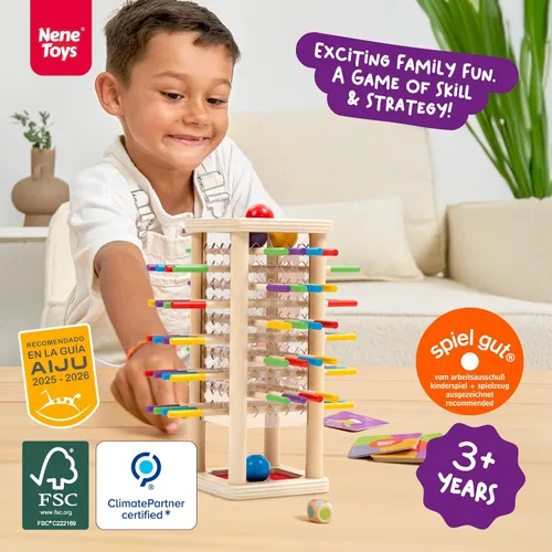 Miniatura 2 de Nene Toys BALLFALL - Juego de mesa de madera Montessori para niños de 3 a 9 años - Juguete educativo para habilidades motoras finas y pensamiento